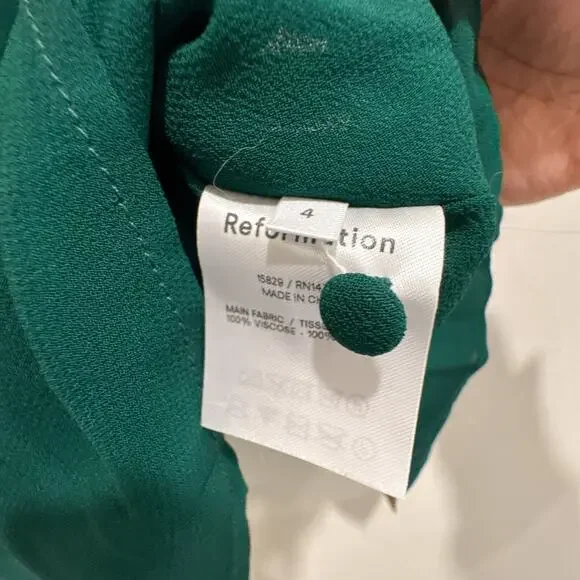 Reformation NEW Camari Dress Emerald Green Midi Size 4 - Picture 5 of 10
